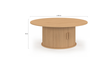 Table basse ronde Albane pied lattes avec rangement Ø100cm