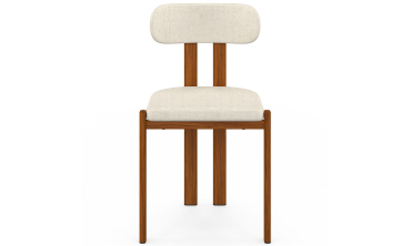 Chaises Elsa bouclette pieds effet noyer - lot de 4