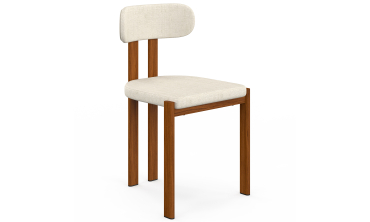 Chaises Elsa bouclette pieds effet noyer - lot de 4