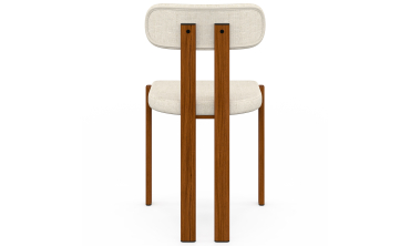 Chaises Elsa bouclette pieds effet noyer - lot de 4