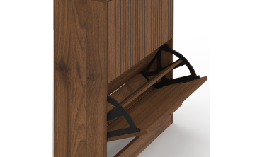 Meuble chaussures Faustine effet noyer 2 portes - 12 paires