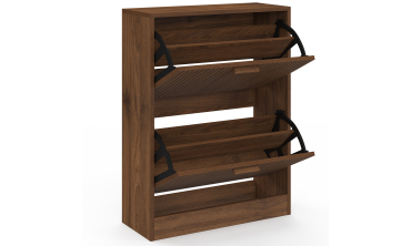 Meuble chaussures Faustine effet noyer 2 portes - 12 paires