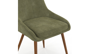 Chaises Olivia velours chenille vert pieds métal effet noyer - lot de 4