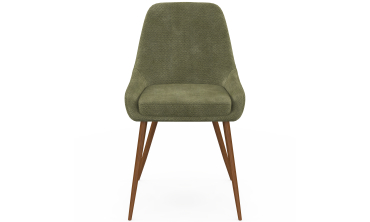 Chaises Olivia velours chenille vert pieds métal effet noyer - lot de 4