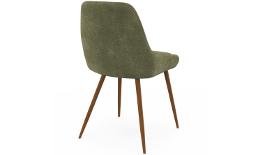 Chaises Olivia velours chenille vert pieds métal effet noyer - lot de 4