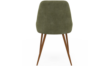 Chaises Olivia velours chenille vert pieds métal effet noyer - lot de 4