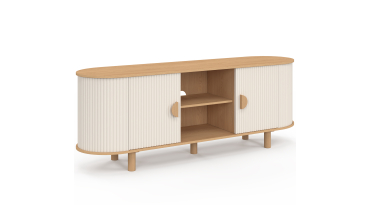 Meuble TV Kanel beige effet cannelé 140cm