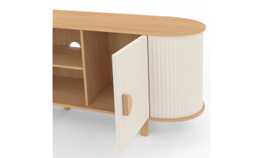 Meuble TV Kanel beige effet cannelé 140cm