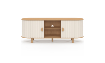 Meuble TV Kanel beige effet cannelé 140cm