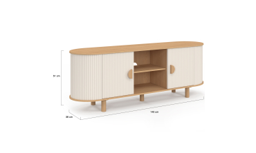 Meuble TV Kanel beige effet cannelé 140cm