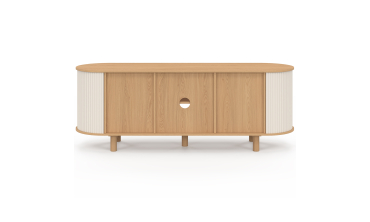 Meuble TV Kanel beige effet cannelé 140cm