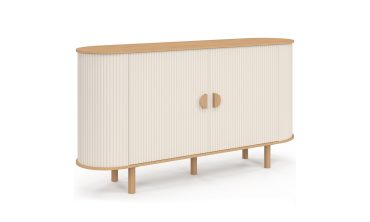Buffet Kanel 2 portes beige effet cannelé 140cm