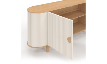 Buffet Kanel 2 portes beige effet cannelé 140cm