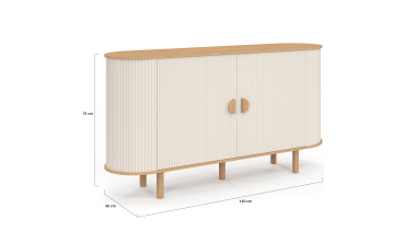 Buffet Kanel 2 portes beige effet cannelé 140cm