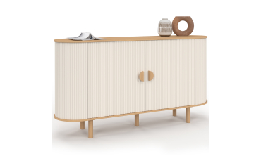 Buffet Kanel 2 portes beige effet cannelé 140cm