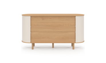 Buffet Kanel 2 portes beige effet cannelé 140cm