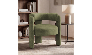 Fauteuil tripode Georges tissu chenille vert