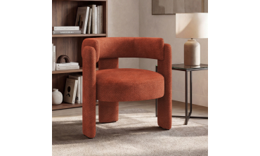 Fauteuil tripode Georges tissu chenille terracotta