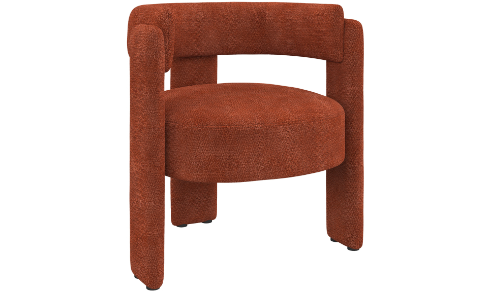 Fauteuil tripode Georges tissu chenille terracotta