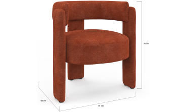 Fauteuil tripode Georges tissu chenille terracotta