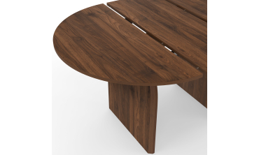 Table à manger ronde extensible Japandi effet noyer Ø110-150cm