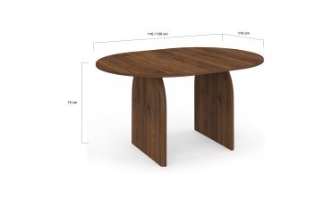 Table à manger ronde extensible Japandi effet noyer Ø110-150cm
