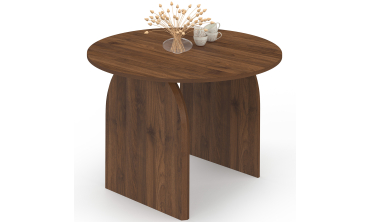 Table à manger ronde extensible Japandi effet noyer Ø110-150cm