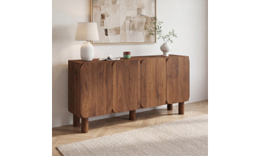 Buffet Miranda 4 portes effet noyer 160cm