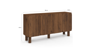 Buffet Miranda 4 portes effet noyer 160cm