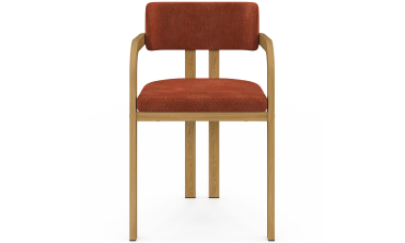 Chaises Elsa avec accoudoirs tissu chenille terracotta pieds effet bois - lot de 4