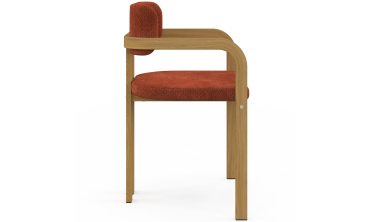 Chaises Elsa avec accoudoirs tissu chenille terracotta pieds effet bois - lot de 4