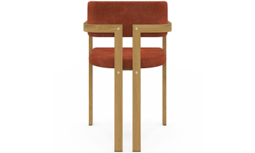 Chaises Elsa avec accoudoirs tissu chenille terracotta pieds effet bois - lot de 4
