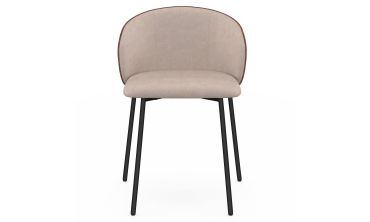 Chaises Poppy tissu taupe dossier effet noyer - lot de 4