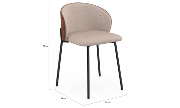 Chaises Poppy tissu taupe dossier effet noyer - lot de 4