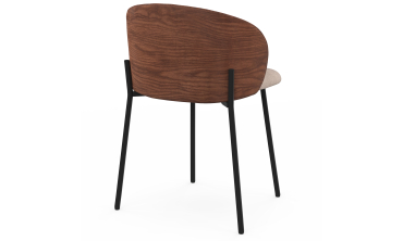 Chaises Poppy tissu taupe dossier effet noyer - lot de 4