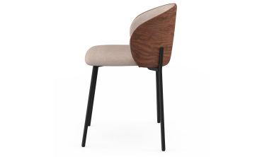 Chaises Poppy tissu taupe dossier effet noyer - lot de 4