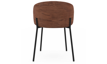 Chaises Poppy tissu taupe dossier effet noyer - lot de 4