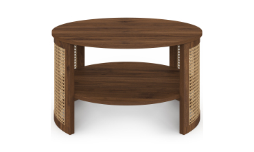 Table basse ronde Eve cannage effet noyer Ø70cm