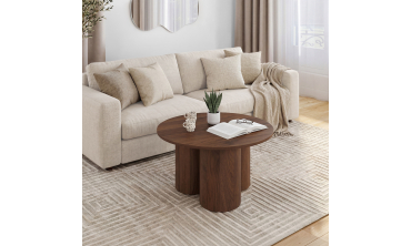 Table basse ronde Olympia effet noyer Ø70cm