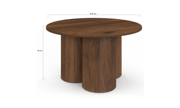 Table basse ronde Olympia effet noyer Ø70cm