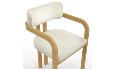 Chaises Elsa avec accoudoirs tissu beige pieds effet bois - lot de 4