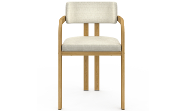 Chaises Elsa avec accoudoirs tissu beige pieds effet bois - lot de 4