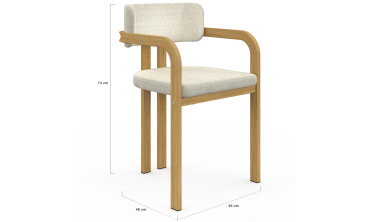 Chaises Elsa avec accoudoirs tissu beige pieds effet bois - lot de 4