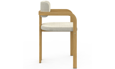 Chaises Elsa avec accoudoirs tissu beige pieds effet bois - lot de 4