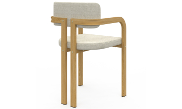 Chaises Elsa avec accoudoirs tissu beige pieds effet bois - lot de 4