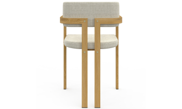 Chaises Elsa avec accoudoirs tissu beige pieds effet bois - lot de 4
