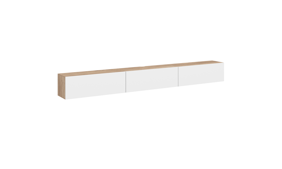 Meuble TV suspendu Michigan bois et blanc 270cm