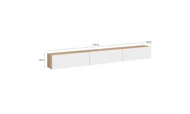 Meuble TV suspendu Michigan bois et blanc 270cm