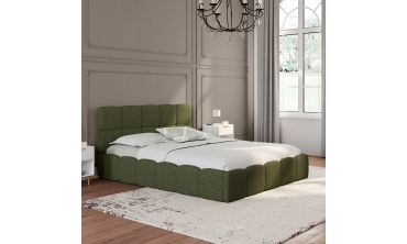 Lit coffre Bubble 140x190cm bouclette vert kaki