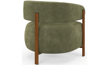 Fauteuil Albin tissu chenille vert et pieds noyer